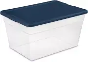 8-Pack Clear Plastic Storage Bins, Stackable Totes with Lids, Marine Blue