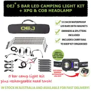 OEJ 5 Bar LED Camp Light Kit | LED Camping Lights + XPG COB Headlamp Headtorch