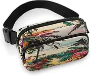 [YTLKGFP] Waist Pack Tropical Floral Pattern Printed Butt Pack Fanny Pack Hip Bum Bag for Workout Traveling Casual Running Hiking Cycling, Tropical Floral Pattern, 7.9 X 5.1 in