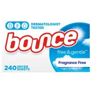 Bounce Free & Gentle Dryer Sheets 240 Sheets Unscented Fabric