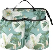 Travel Drink Holder Collapsible White Magnolia Flowers and Leaves Cup Holder Travel Travel Accessories Gift Travelling Women Men