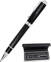 Gullor Carbon Fiber Rollerball Fine Point, Refillable Smooth Writing Pen Black Ink with Gift Box