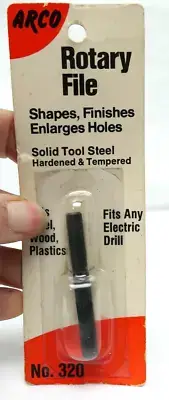 Vintage ARCO Rotary File for Electric Drills No.320 Shapes Finishes Enlarges USA