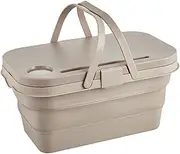 TOMVAES 16L Collapsible Picnic Basket with Handles & Lid - Picnic Basket with Table Foldable, Lightweight, Water-Proof & Leak-Proof for Picnics, Camping, Travelling and Road Trips