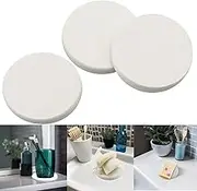 Mucco Water Absorbing Stone Tray for Sink, Water Absorbent Diatomite Coasters, Premium Diatomaceous Earth Soap Holder Dish，Fast Drying Stone Sink Tray for Hand soap & Cups & Drinks Bottles (3 White)