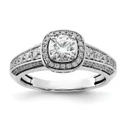 0.50ct. CZ Solid Real 14K White Gold Halo Engagement Ring
