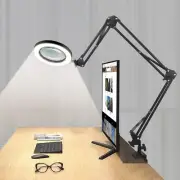 Magnifying Glass Desk Lamp With 3section Swing Arm And Big Clamp Magnifying Glas
