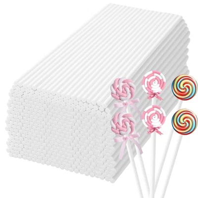 1500 Pcs Lollipop Sticks 6 Inch, White Paper Cake Pop Sticks 6 Inch, Candy St...