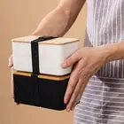 Bamboo Top Lunch Box Leakproof Japanese Bento Set with Lid Utensils for Adults