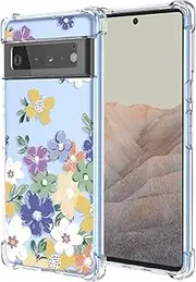 EUAGVQY for Pixel 6 Google 6 Case Floral Pattern Soft TPU Shockproof Bumper Anti-Scratch Protective Phone Cover for Google Pixel 6 (Diverse Flower)