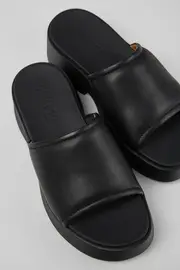 Tasha Black Leather Slide for Women