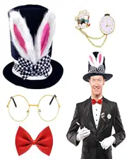 White Bunny Mad Hatter Accessory Set