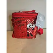 Disney Minnie Mouse Lunch Box Red Sequin Insulated Soft Cooler Bag New