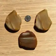 3 Agate Geode Rock Slices Thick Cut Polished Natural Brown Crystals Nice Banding