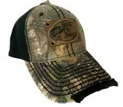 NEW Bass Pro Shops Men's Worn Distressed Camo Adjustable Hat-Real Tree/Black