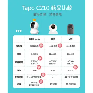 TP-Link 三百萬2K高畫質 Tapo C210 (EU) wi-fi 可旋轉網路攝影機 監視器 視訊監控