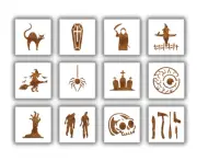 Halloween Stencil - 12 Pack - Reusable Color, Draw, Paint Custom Stencil Art