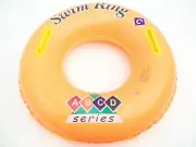 SWIMMING POOL SWIM RING TOY INFLATABLE FLOATING RAFT KIDS ADULTS DONUT ORANGE