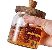 CELECH 16.9oz Glass Honey Jars with Wooden Dipper and Lid,Honey Dispenser for Home Storage Container(500ml)