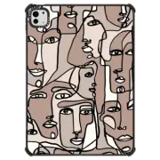 iPad Pro 11-inch (M4) iPad Impact Case FACE MOSAIC SKETCH 1 DARK SKIN IPAD, ABSTRACT MINIMAL PEOPLE ILLUSTRATION By Ebi Emporium