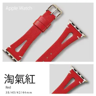 【ALL TIME 完全計時】Apple Watch S7/6/SE/5/4 38/40/41mm 復古仙質V款真皮錶帶