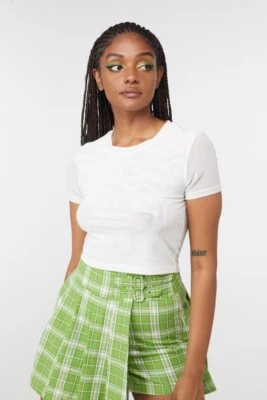 REDUCED BNWT Dangerfield White Mesh Crop Tee 10