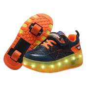 Nevenka Double Wheel Roller Skate Shoes Light Up Sneakers for Boys Girls-Orange