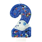 Spaceship Number 2 Birthday Candles - Outer Space Universe Birthday Candles