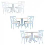 Dining Set 5 Piece Kitchen Dining Table and Chairs Solid Rubber Wood vidaXL