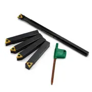 3/8" Shank Lathe Turning Tool Set, 5Pcs with Carbide Tool Holders & Boring Bar