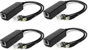 ANVISION 4-Pack Active 12V PoE Splitter, IEEE 802.3af Compliant 10/100Mbps, DC 12V Output for IP Camera AP Voip Phone