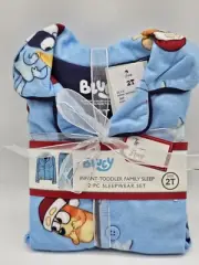 Bluey Christmas Pajamas Toddler Size 2T Blue 2 Piece PJs Set Flannel Shirt Pants