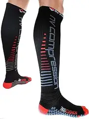 [NV Compression] 365 Long 20-30mmHg Compression Cushion Sports Socks for Running, Cycling, Triathlon, Gym