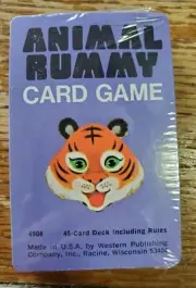 NOS Vintage Whitman Animal Rummy Card Game & Case NEW #4908