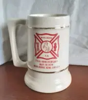 Marlboro NJ Fire Department 75th Anniversary Beer Stein with Gold Accents
