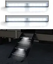 Seagenck RV Step Lights Wireless, Battery Powered Motion Sensor Stick Strip Lights Bar for Camper Trailer Travel Motorhome Concession Stands Food Trucks, RV Stick Lights, White, 2pcs