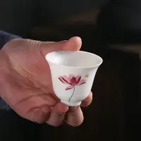 在飛比找樂天市場購物網優惠-白瓷茶杯手繪德化茶具透光手工陶瓷功夫主人杯個人杯品名杯