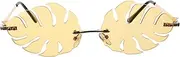 [Healeved] Leaf-shape Rimless Sunglasses Photo Booth Props Fun Party Eyewear in Yellow