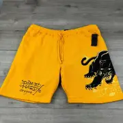 Ed Hardy Panther Sweat Shorts Yellow Cotton Blend EHM8100-12