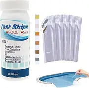 Pool and Spa Test Strips | 6 in 1 Swimming Pool Test Strips,Pool Testing Kit for Total Alkalinity, pH, Chlorine, Total Hardness, Cyanuric Acid and Total Chlorine