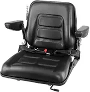 Giantz Suspension Tractor Seat, Adjustable Mower Excavator Seats Forklift Lawn Tractors Backrest Chair Universal Replacement, High Density Foam Pu Leather Black