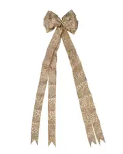 Northlight 48x10in Burlap & Gold Scroll 16 Loop Christmas Bows NoSize Brown
