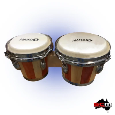 Mano Percussion MP714 Tuneable 7" & 8" Bongo Drums Natural Finish
