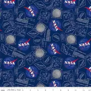 Handmade Placemat Or Table Runner Outer Space by NASA Moon Boots Navy