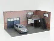 Model car display Two-floors brick auto garage 1:24 scale Diorama Size 1/24