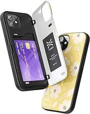 TORU CX Hybrid for iPhone 12 Mini Wallet Case | Dual Layer Slim Protective Hard Cover with Hidden 2-Credit Card Slot Holder - Floral Pattern