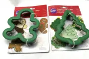2 Wilton Comfort Grip Cookie Cutters- CHRISTMAS TREE & GINGERBREAD/SNOWMAN New!