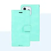 iPhone 16 Flip Wallet Case Cover with Metal Snap-On Fastener: PU Leather & TPU Featuring Front Cover, Multiple Card Holder Slots & Shock Resistance - Mint