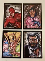 DAREDEVIL GAMBIT IRON FIST WOLVERINE LOGAN 4 Sketch Card Print Set