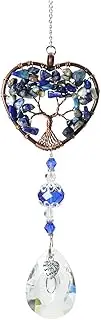 5 Colors Heart Shaped Sun Catcher Crystal Tree of Life Pendant Rainbow Maker Drops H ANG for Window Home Car Charm S (Color : Lapis Lazuli)